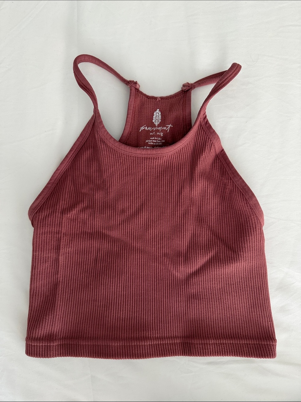 Free People Ribbed Racerback Crop Tank Top - Burgundy